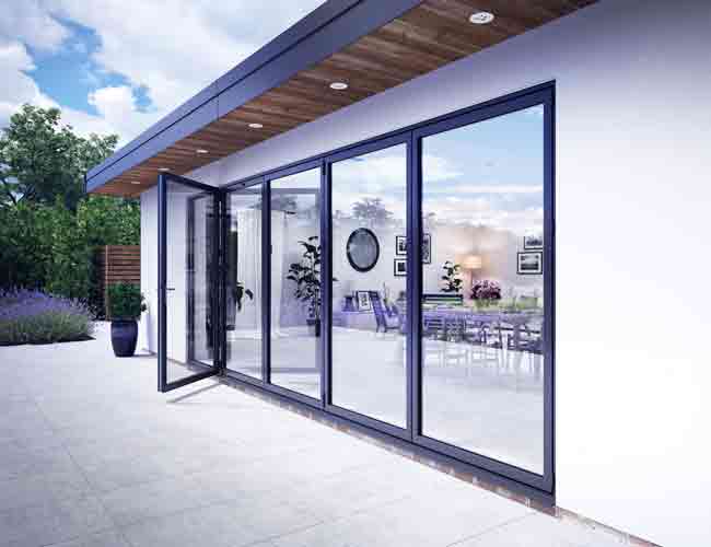 grey 5 section aluminium bifold doors