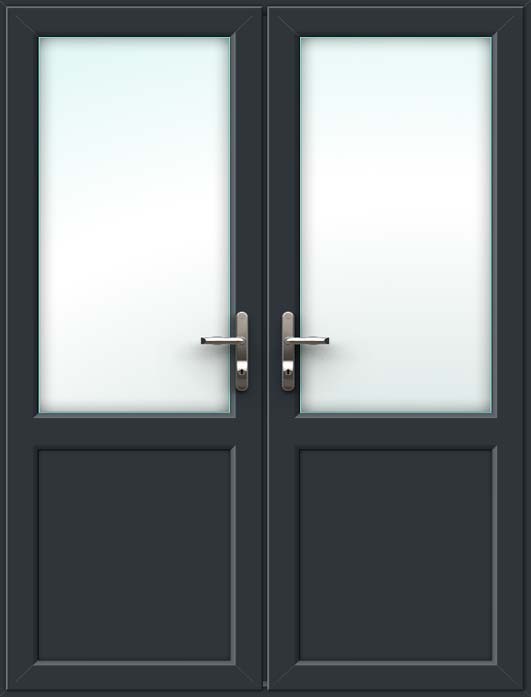 half glazed grey upvc french doors