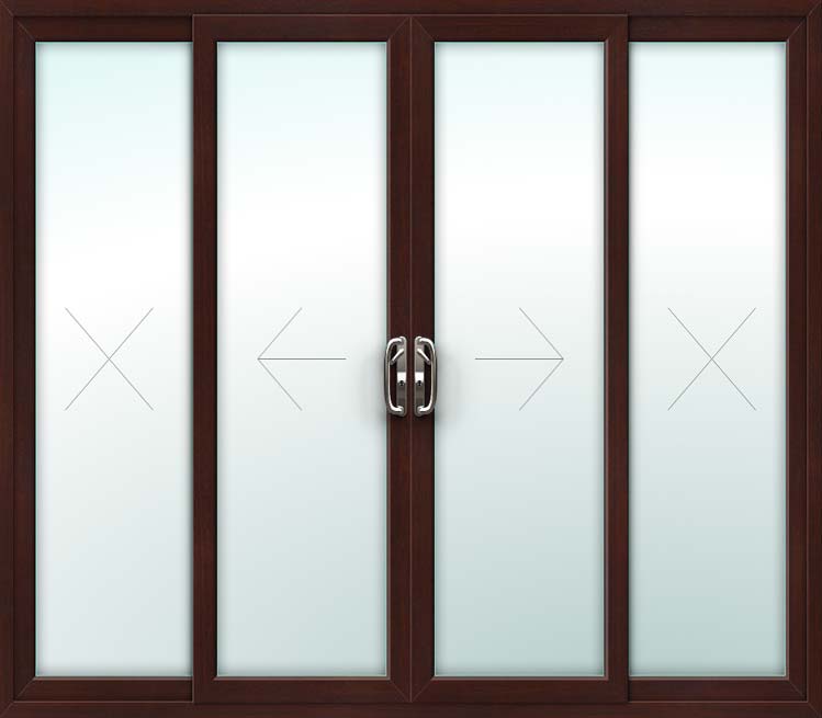 rosewood 4 pane upvc sliding patio doors